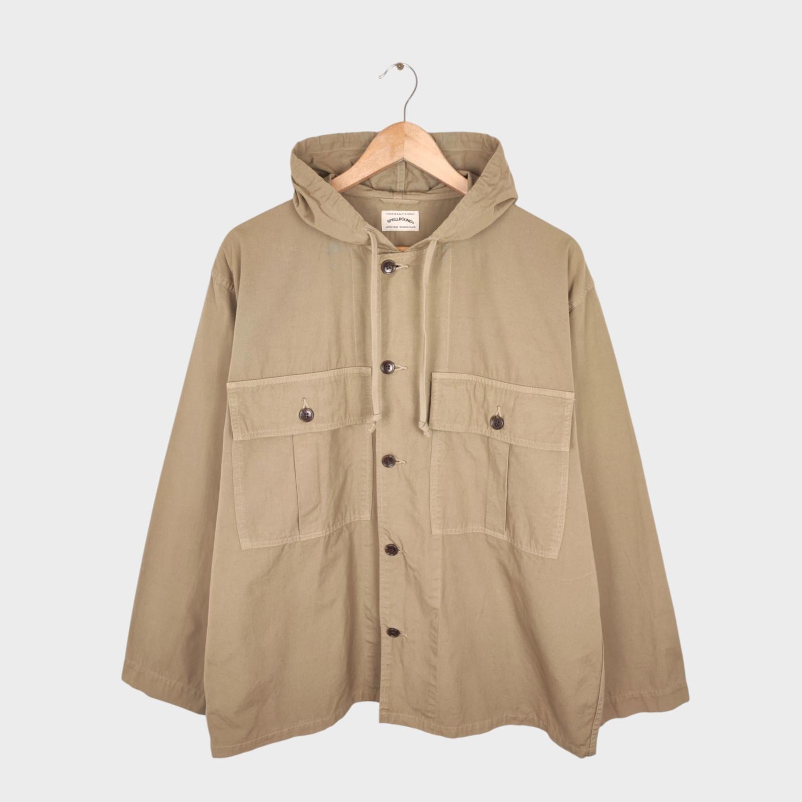 SPELLBOUND Men's Made in Japan Khaki/Beige Military Button Up Overshirt