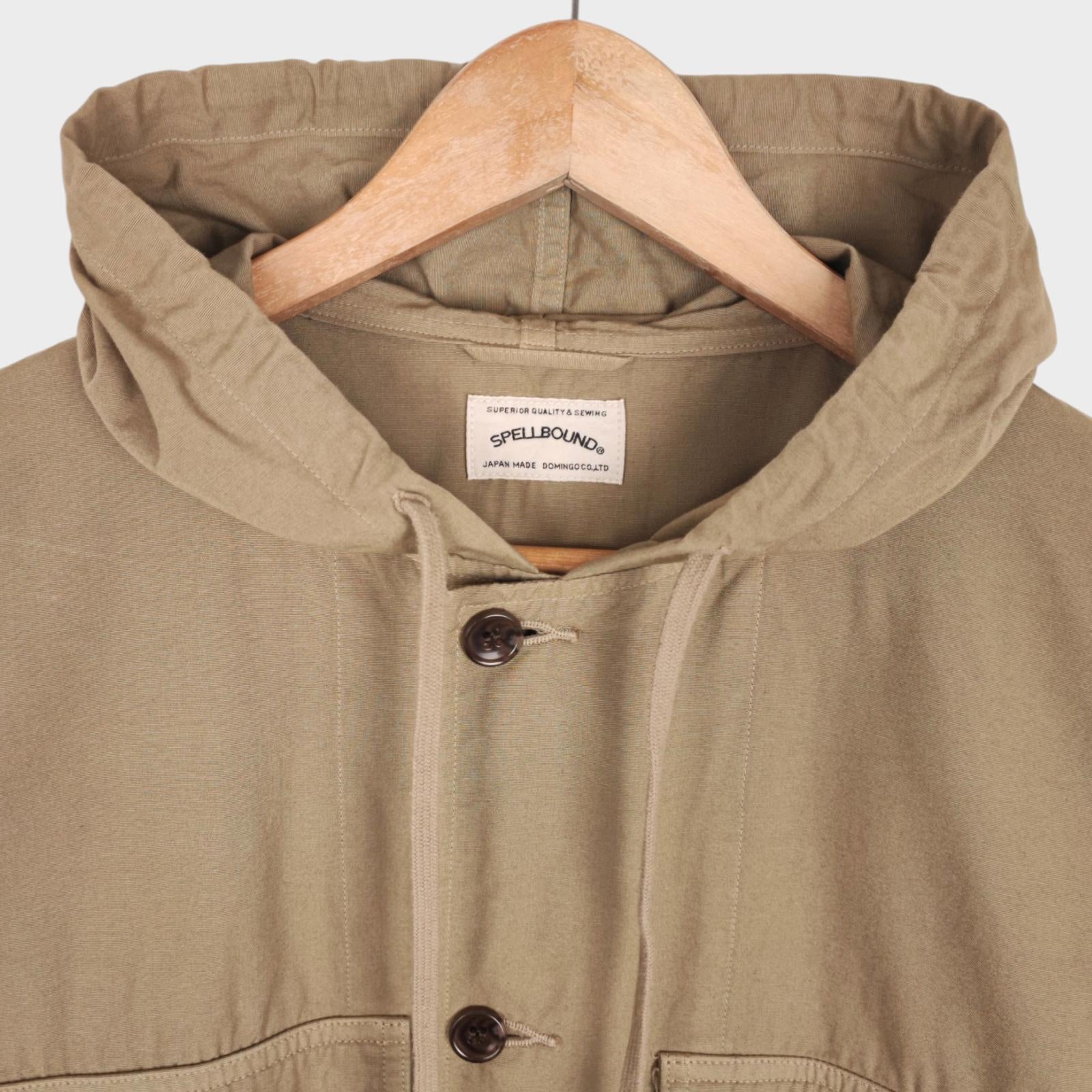 SPELLBOUND Men's Made in Japan Khaki/Beige Military Button Up Overshirt