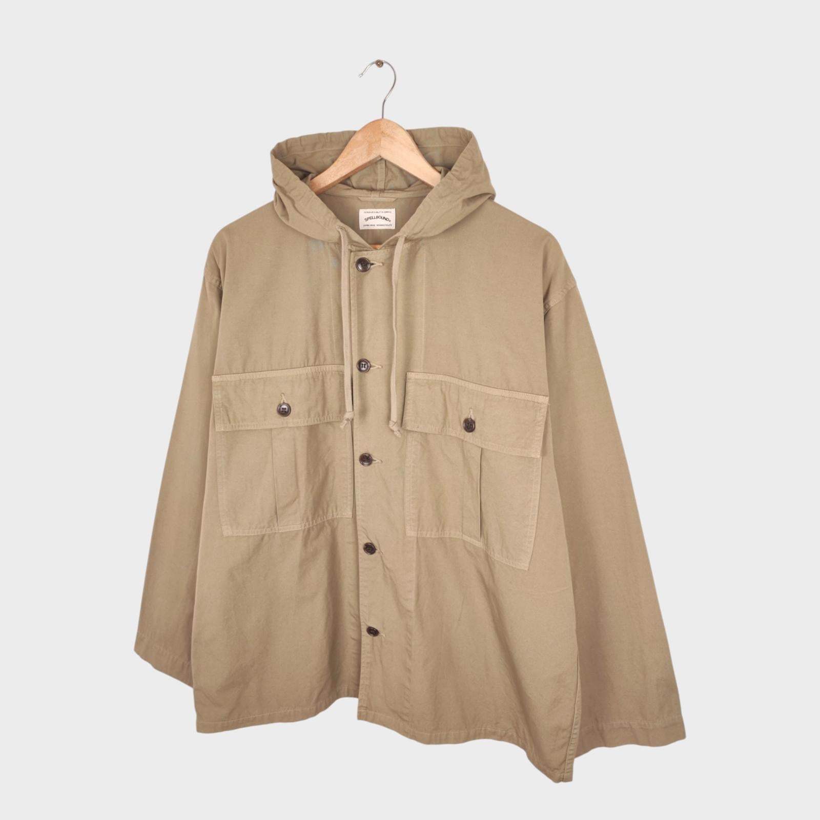 SPELLBOUND Men's Made in Japan Khaki/Beige Military Button Up Overshirt