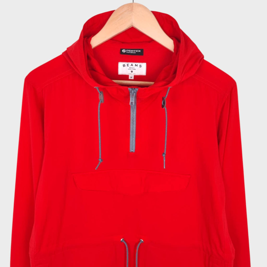 BEAMS Men's Red Pertex 100% Nylon Popover Smock Anorak Jacket