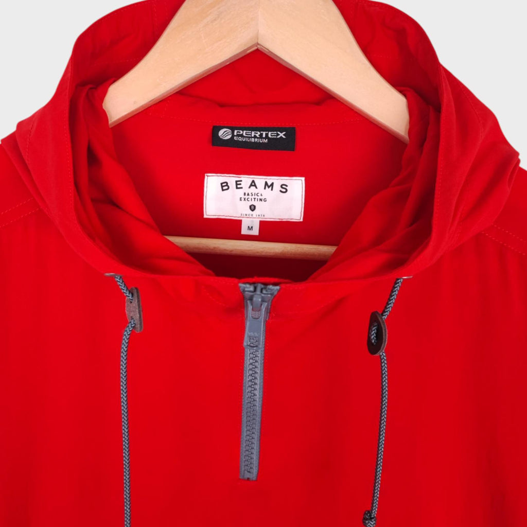 BEAMS Men's Red Pertex 100% Nylon Popover Smock Anorak Jacket