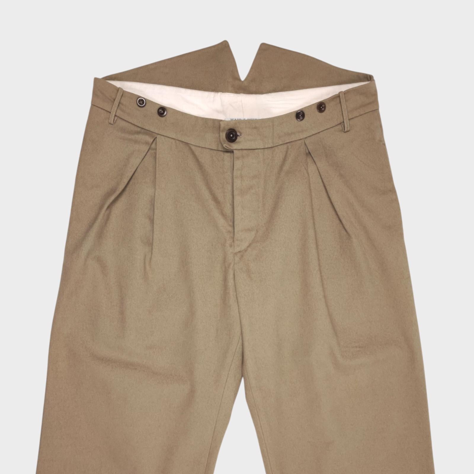 WARP & WEFT OLD TOWN HASTINGS Men's Made in England Heavyweight Cotton Wide Fit Trousers