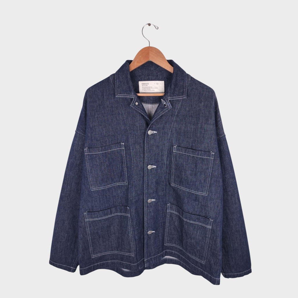 HARVESTY Men's Blue Made in Japan Denim Chore Jacket