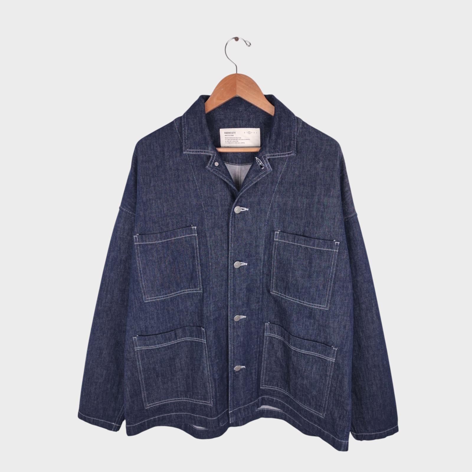 HARVESTY Men's Blue Made in Japan Denim Chore Jacket