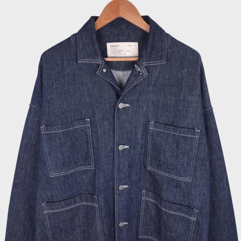 HARVESTY Men's Blue Made in Japan Denim Chore Jacket