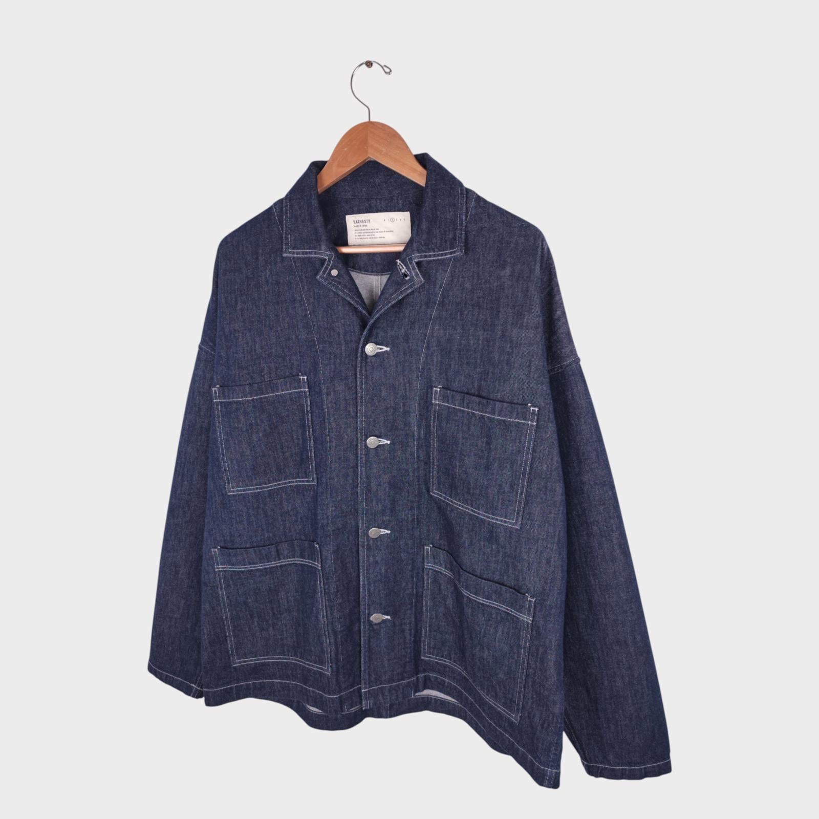 HARVESTY Men's Blue Made in Japan Denim Chore Jacket