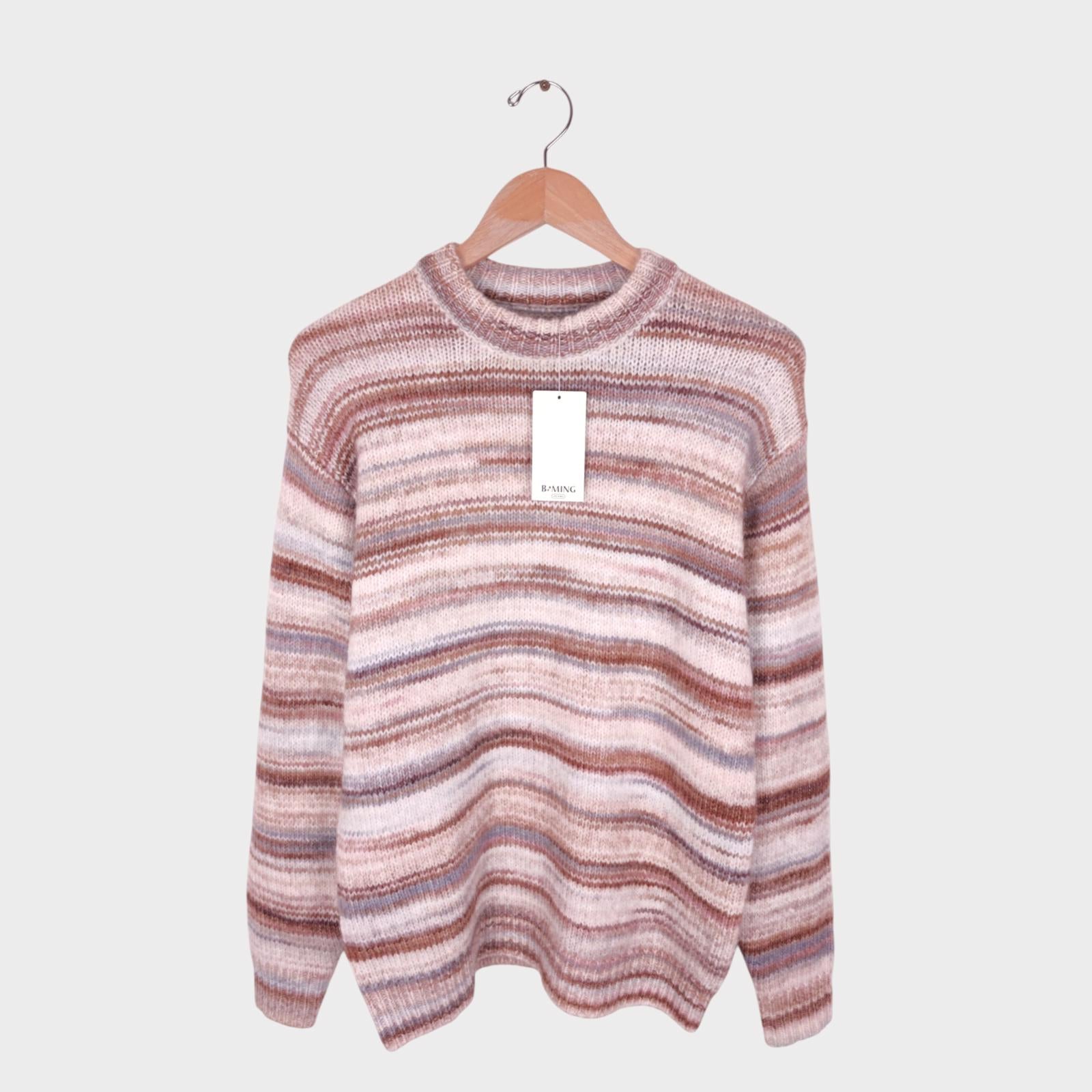 BEAMS B:Ming Men's Pastel Striped Wool Blend Jumper