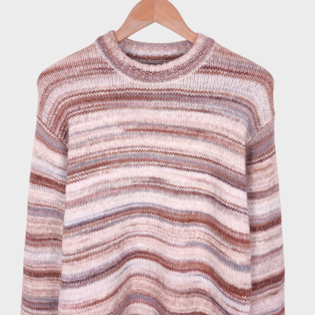 BEAMS B:Ming Men's Pastel Striped Wool Blend Jumper