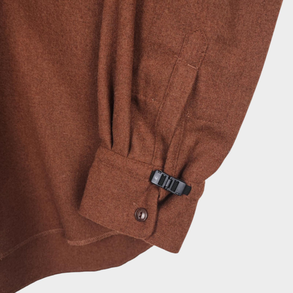 NORBIT BY HIROSHI NOZAWA Men's Brown Wool Blend Stand Collar Field Shirt