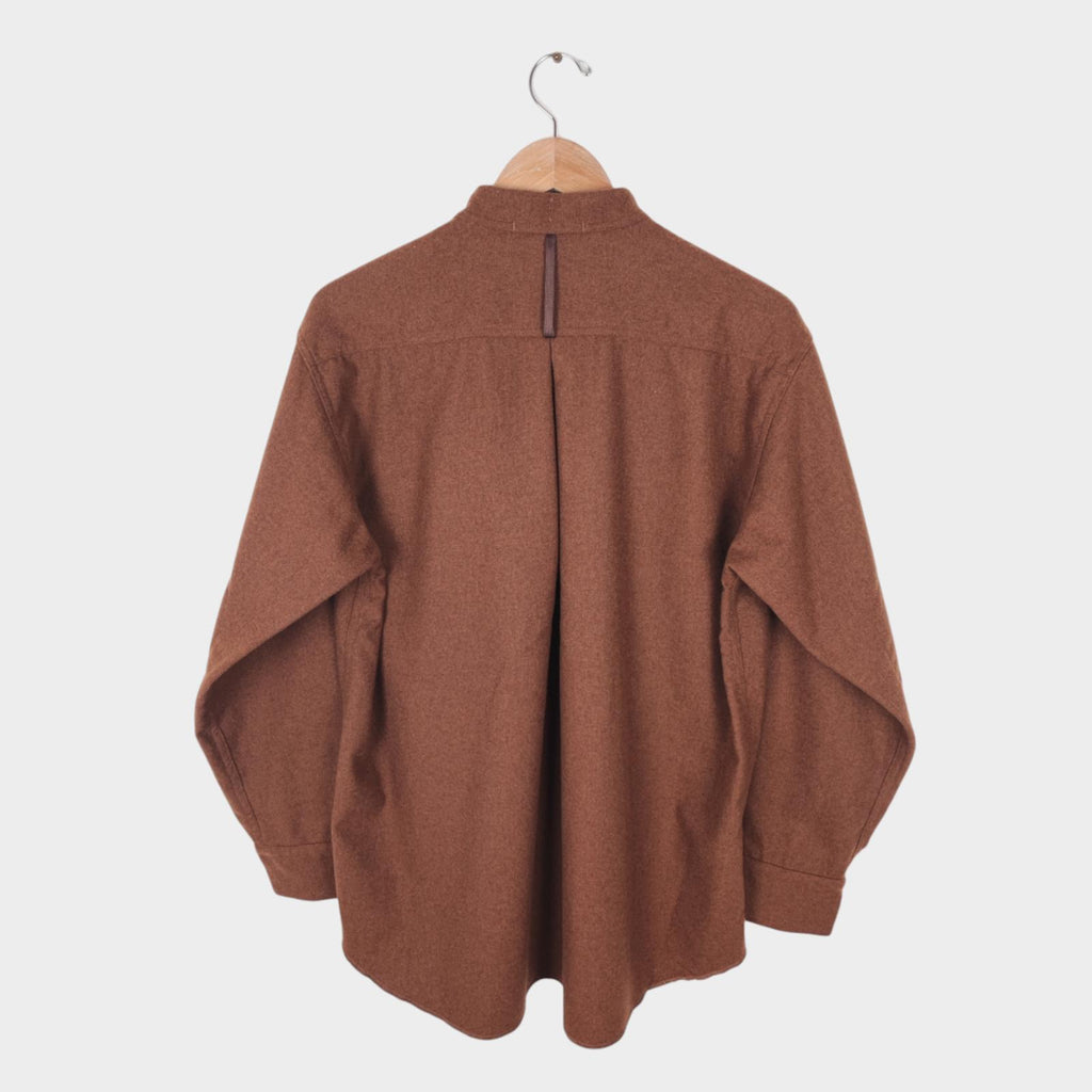 NORBIT BY HIROSHI NOZAWA Men's Brown Wool Blend Stand Collar Field Shirt