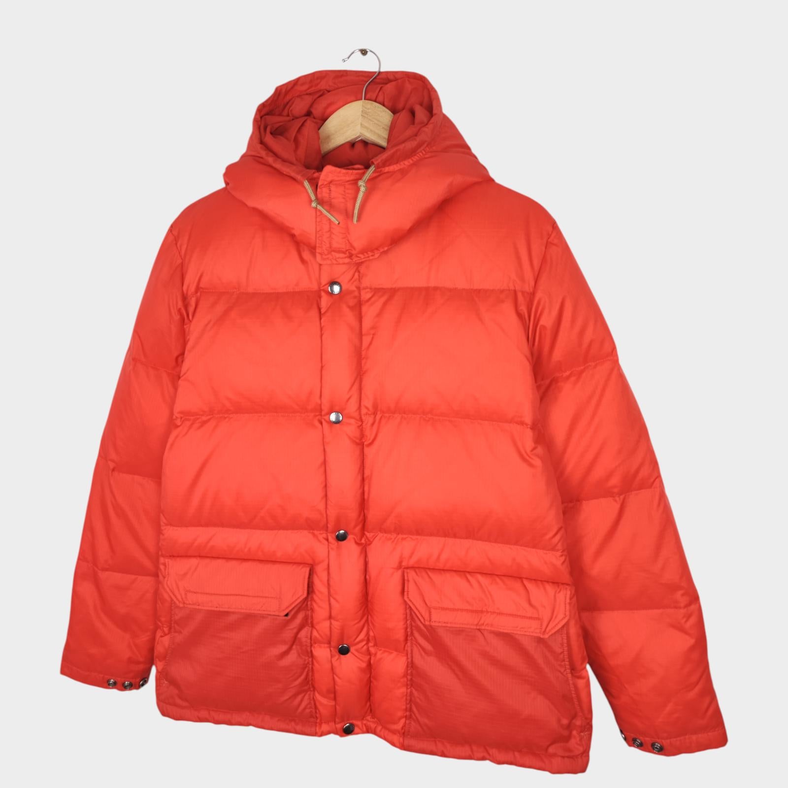 SUGAR CANE Men's Bright Orange Ripstop Nylon Down Puffer Jacket