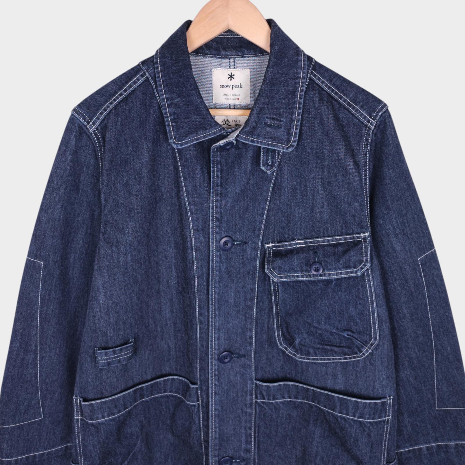 SNOW PEAK Men's Blue Made in Japan Heavyweight Denim Takibi Spec Chore Jacket