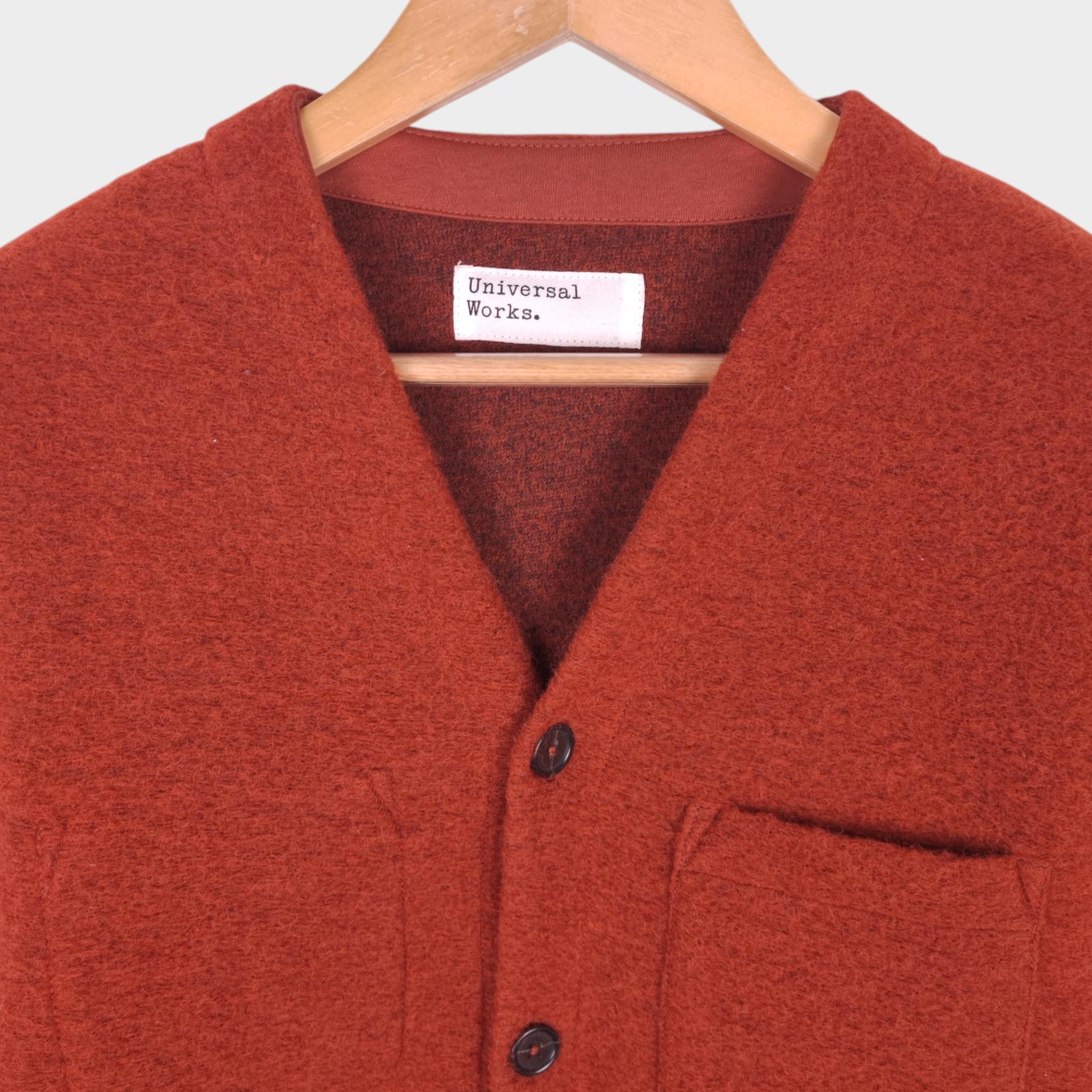 UNIVERSAL WORKS Men's Orange Wool Fleece Cardigan