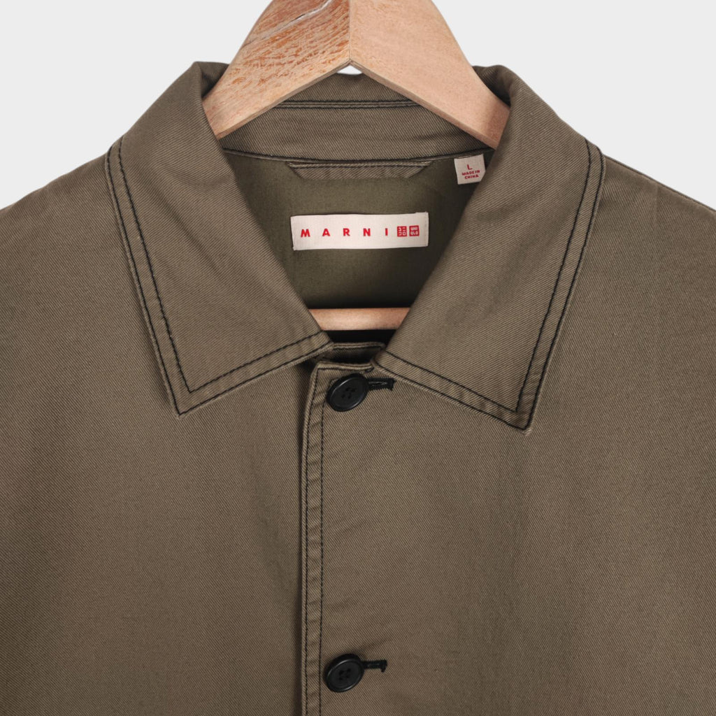 MARNI x UNIQLO Men's Khaki Green Cotton Twill Chore Jacket