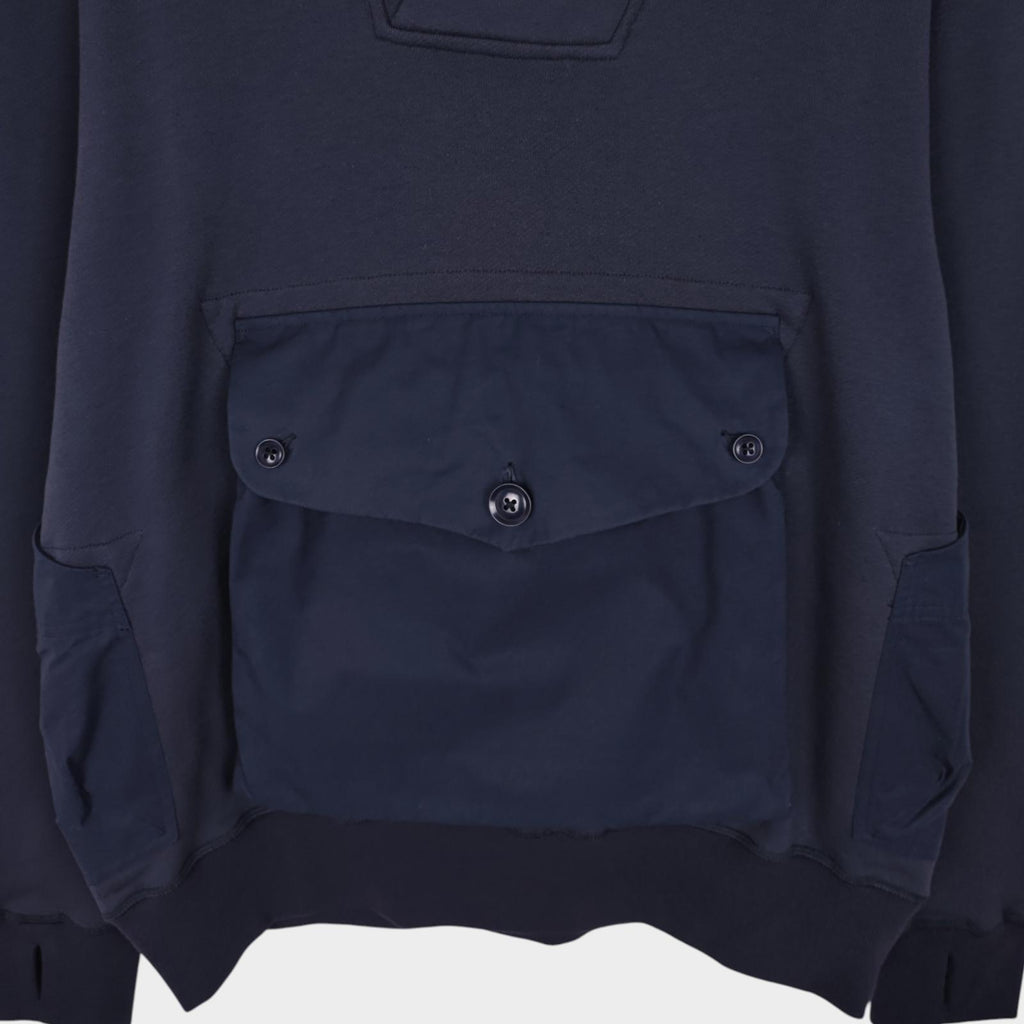 NORBIT BY HIROSHI NOZAWA Men's Dark Navy Shawl Collar Sweat Hoodie