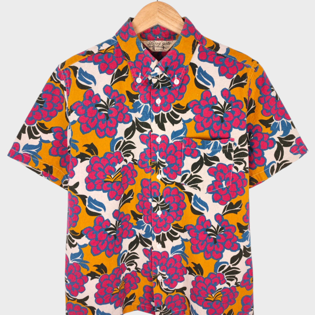 JELADO Starry Gate Men's Made in Japan Floral Print Linen Cotton Blend Shirt