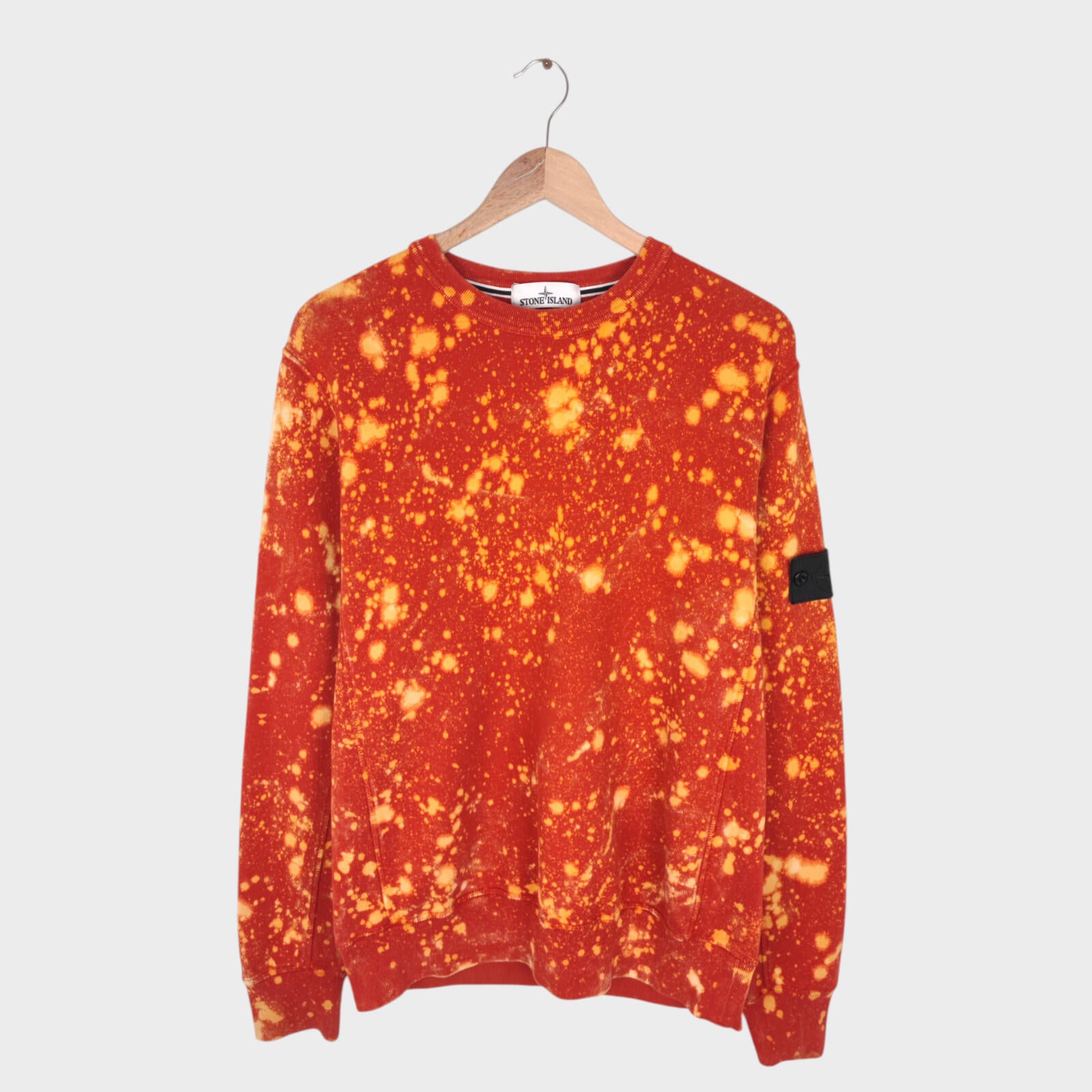STONE ISLAND Men's Red/Orange Custom Acid Dye Compass Badge Sweatshirt