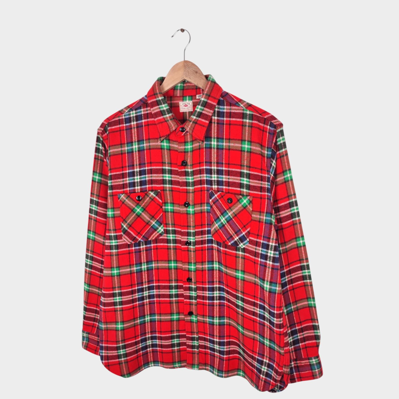 SUGAR CANE Men's Made in Japan Multicoloured Checked Flannel Work Shirt