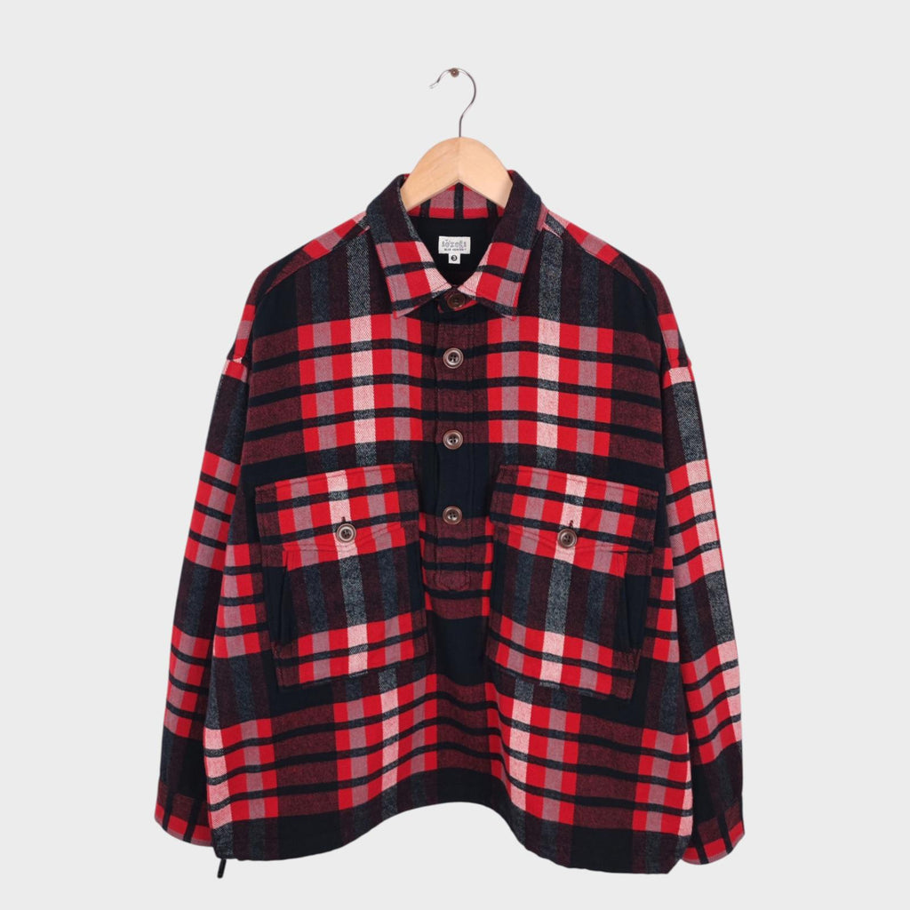 AOZORA BLUE HEAVEN Japan Men's Oversized Fit Checked Oversized Fit Smock