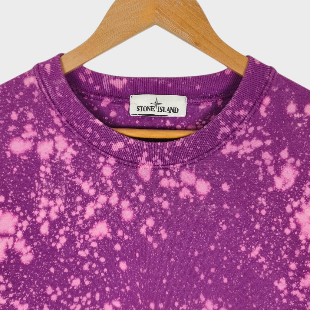 STONE ISLAND Men's Purple Custom Acid Dye Compass Badge Sweatshirt