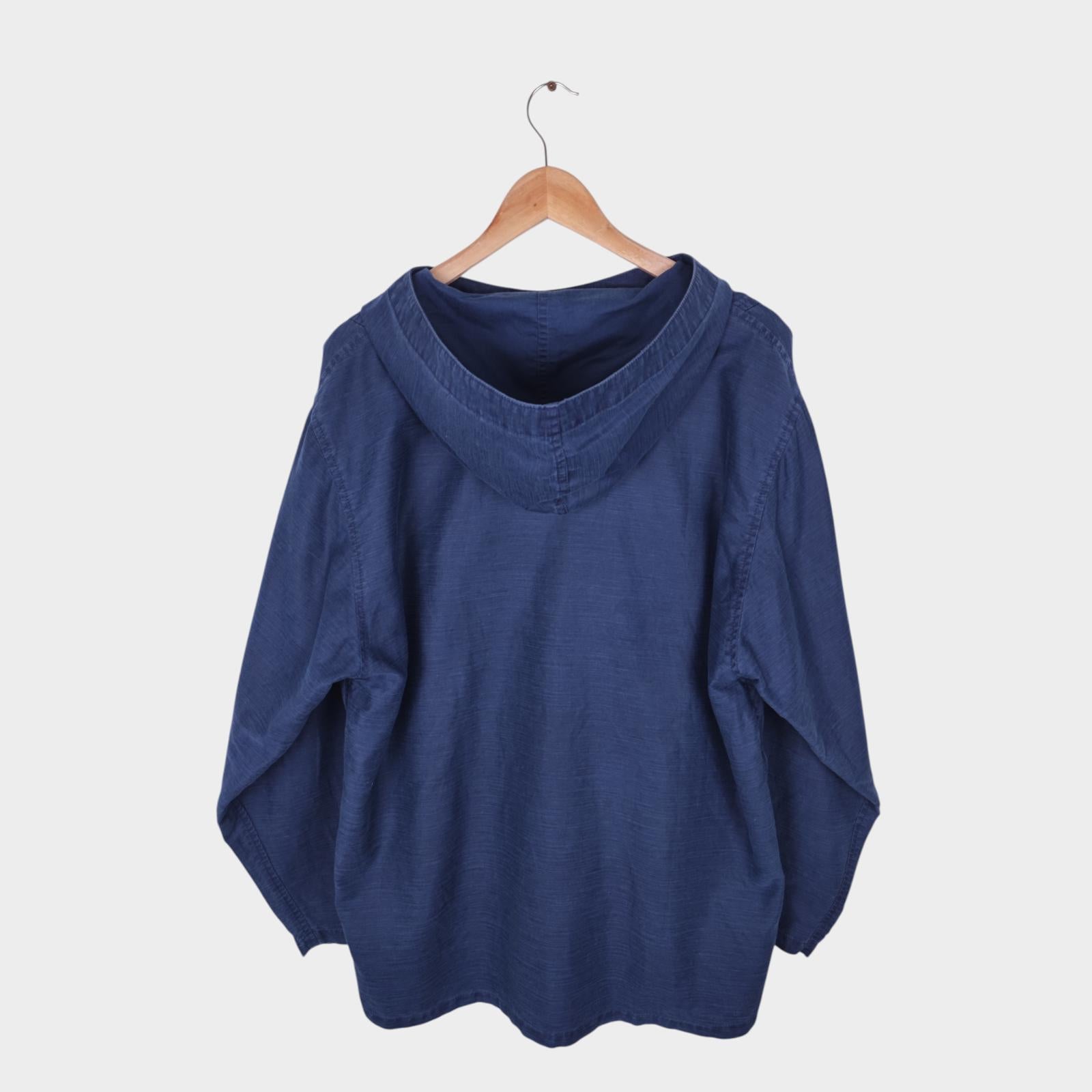 BLUE BLUE JAPAN Men's Made in Japan Indigo Blue Cotton Ramie Hooded Smock