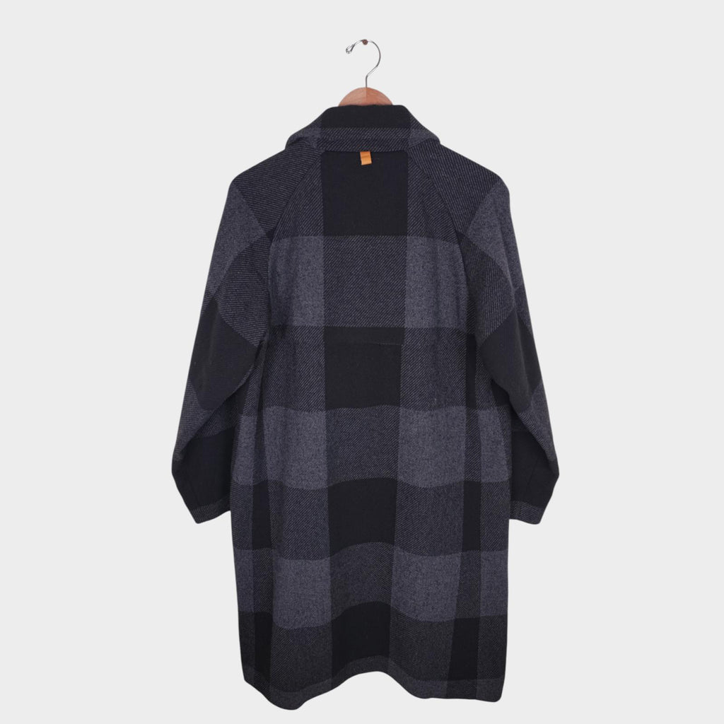 BEAMS LIGHTS Men's Grey Check Heavyweight Knitted Coat