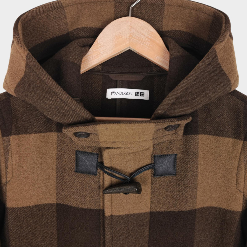 JW ANDERSON x UNIQLO Women's Brown Checkered Wool Blend Duffle Coat