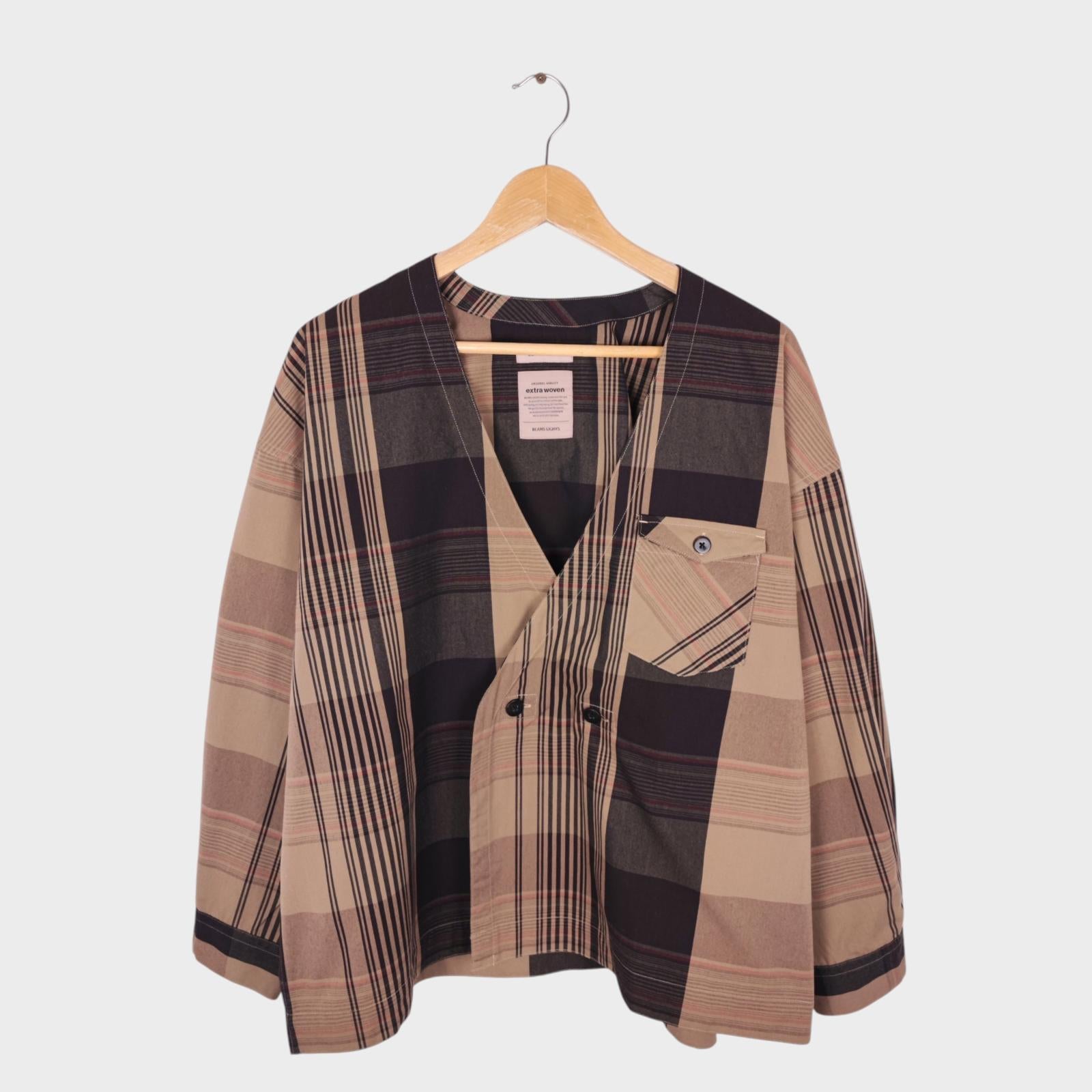 BEAMS Lights Men's Oversized Fit Checked Cardigan Jacket