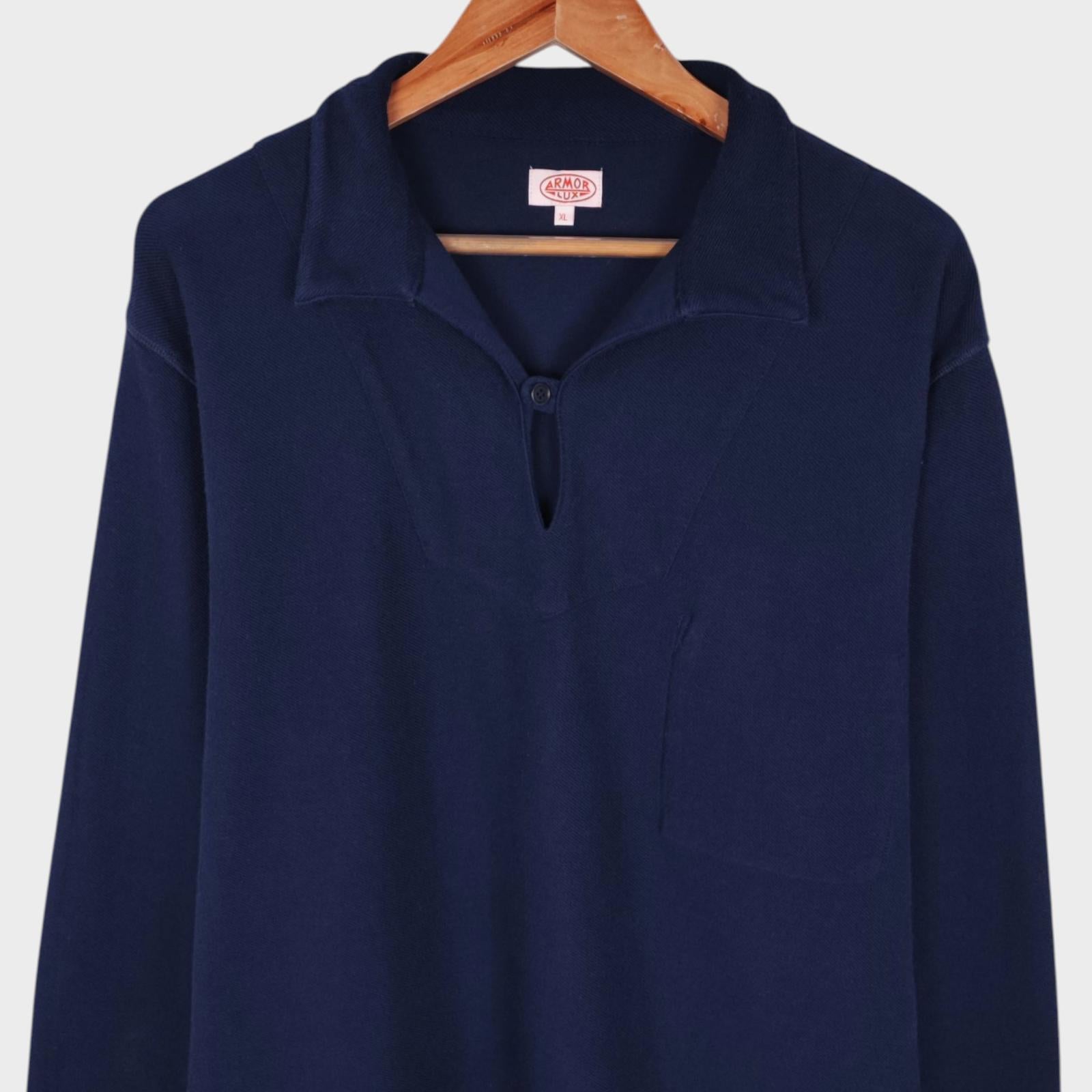 ARMOR LUX Men's Navy Blue Cotton Jersey Pullover Sweatshirt Smock