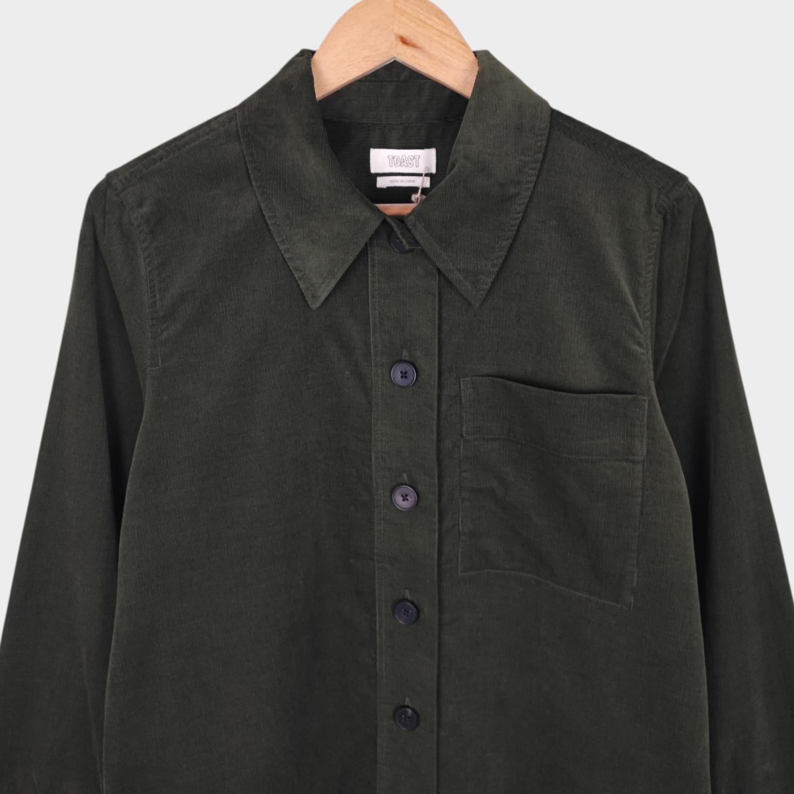 TOAST Women's Dark Green Corduroy Patch Pocket Overshirt