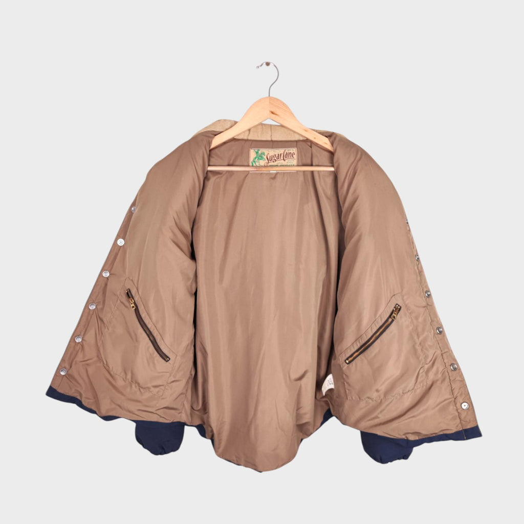 SUGAR CANE Men's Navy/Red Hooded 60/40 Cotton Nylon Padded Jacket