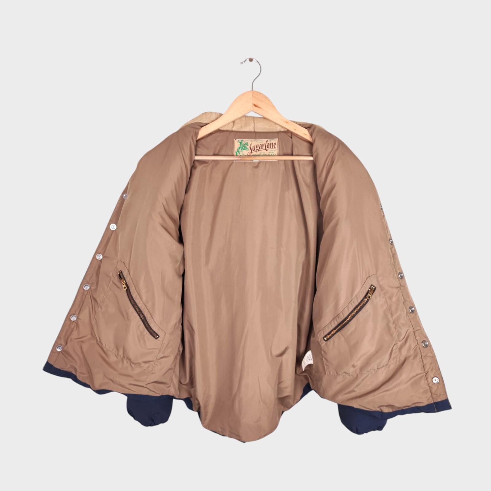 SUGAR CANE Men's Navy/Red Hooded 60/40 Cotton Nylon Padded Jacket