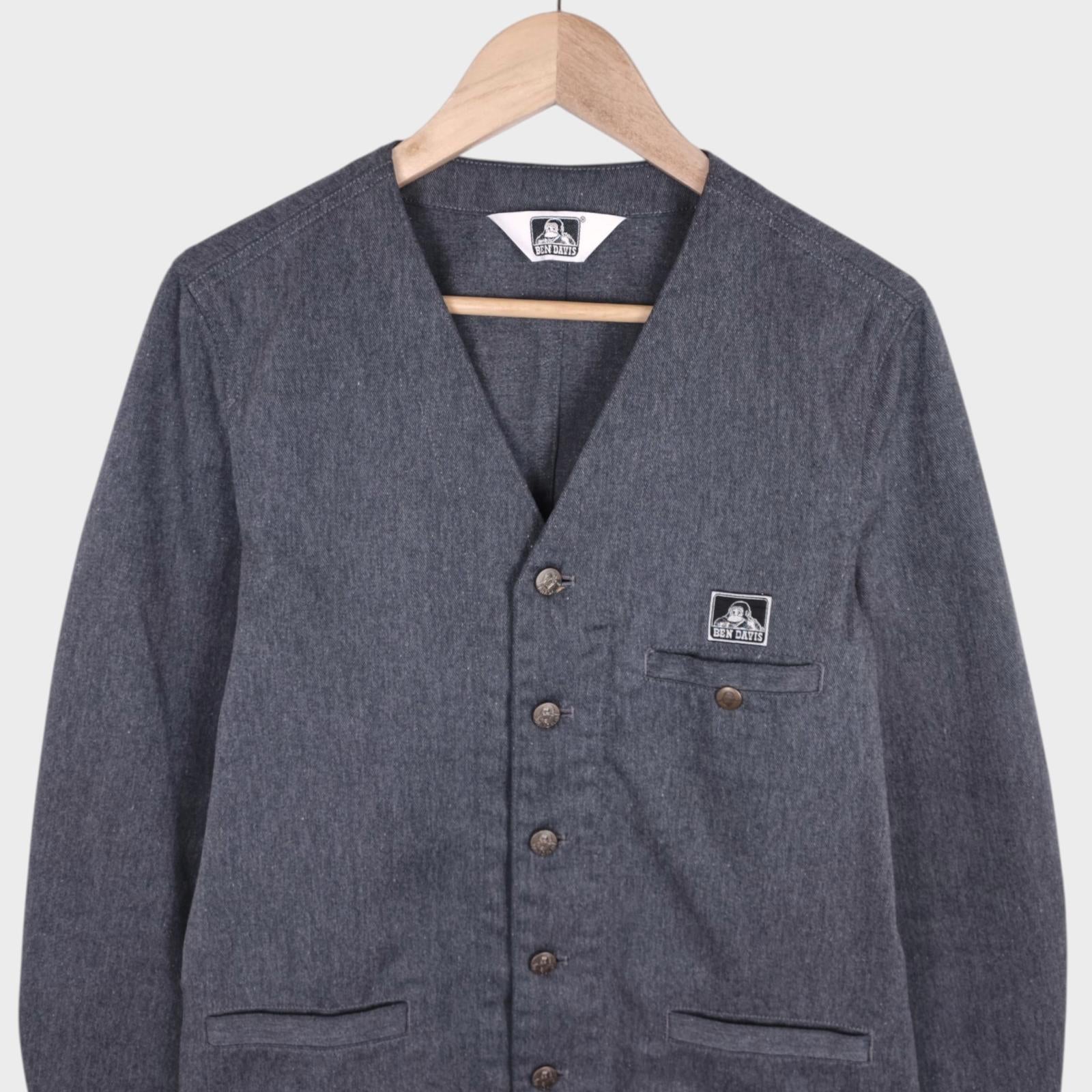 BEN DAVIS Men's Made in Japan Grey V-Neck Chore Jacket