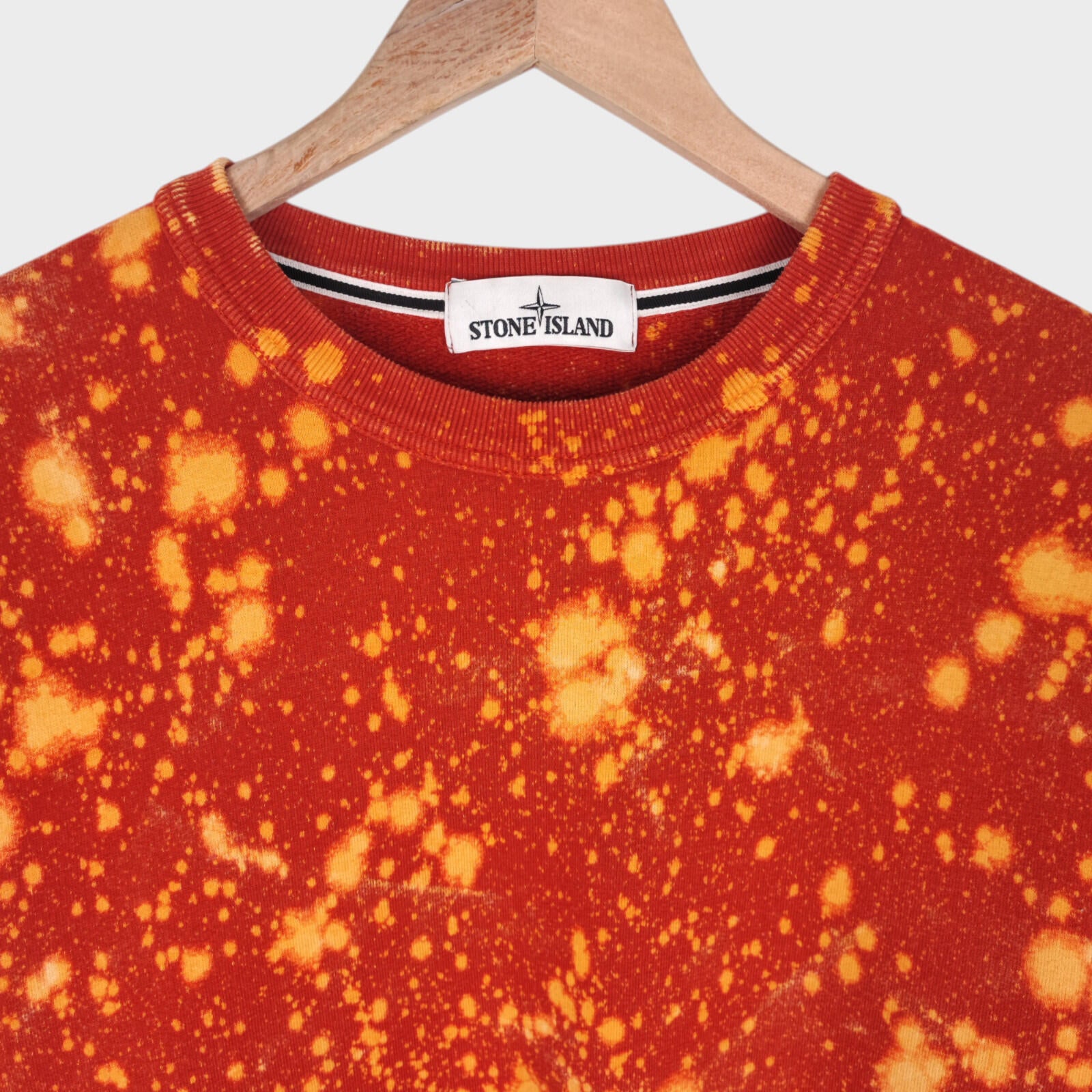 STONE ISLAND Men's Red/Orange Custom Acid Dye Compass Badge Sweatshirt