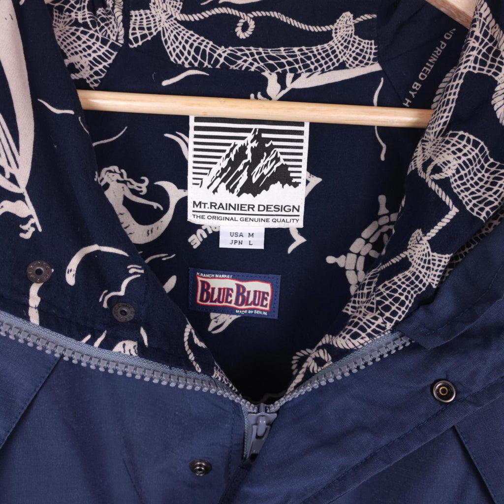 BLUE BLUE JAPAN x MT. RAINIER DESIGN Men's Blue 60/40 Cotton Nylon Mountain Parka Jacket