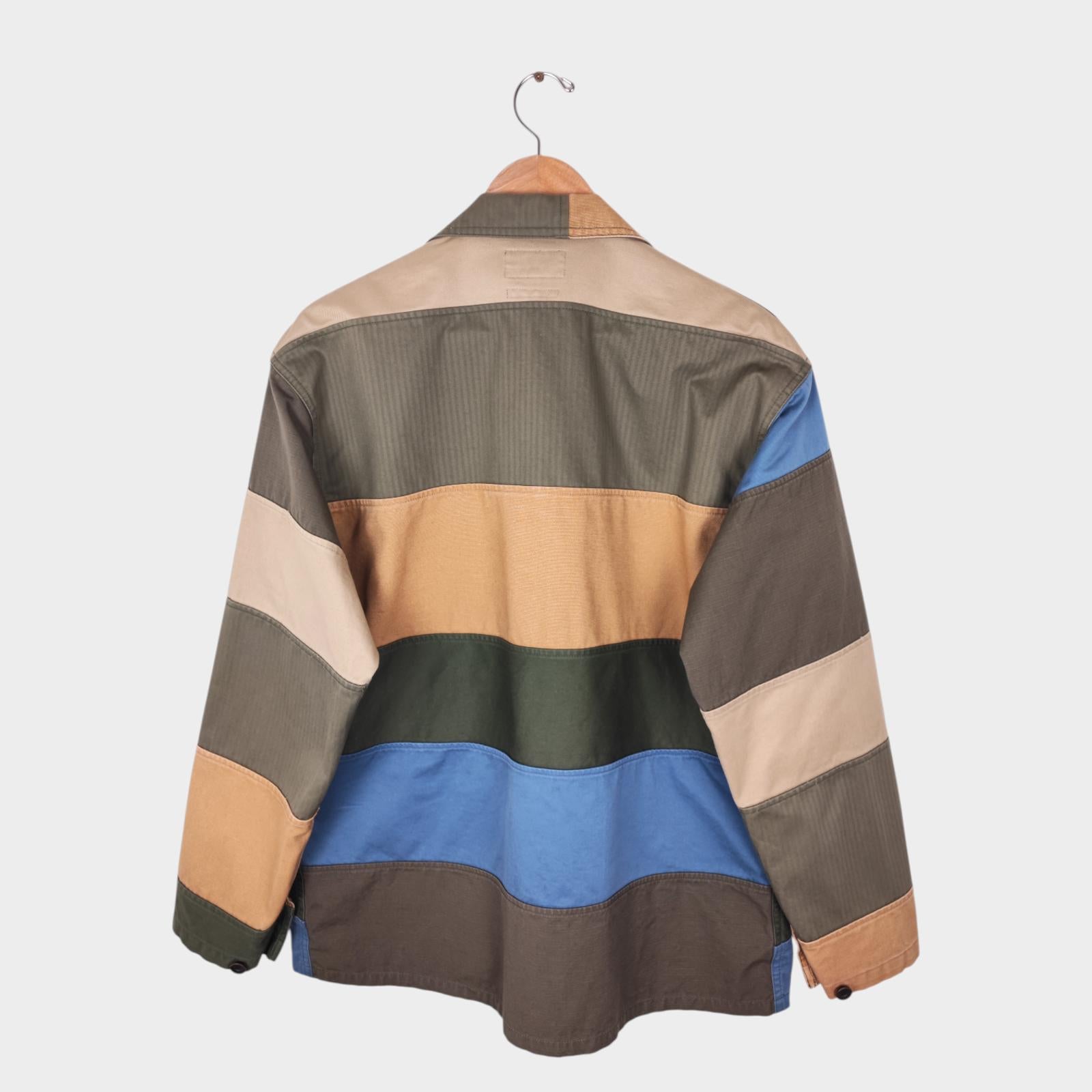 BEAMS PLUS Men's Relaxed Fit Multicoloured Patchwork Chore Jacket