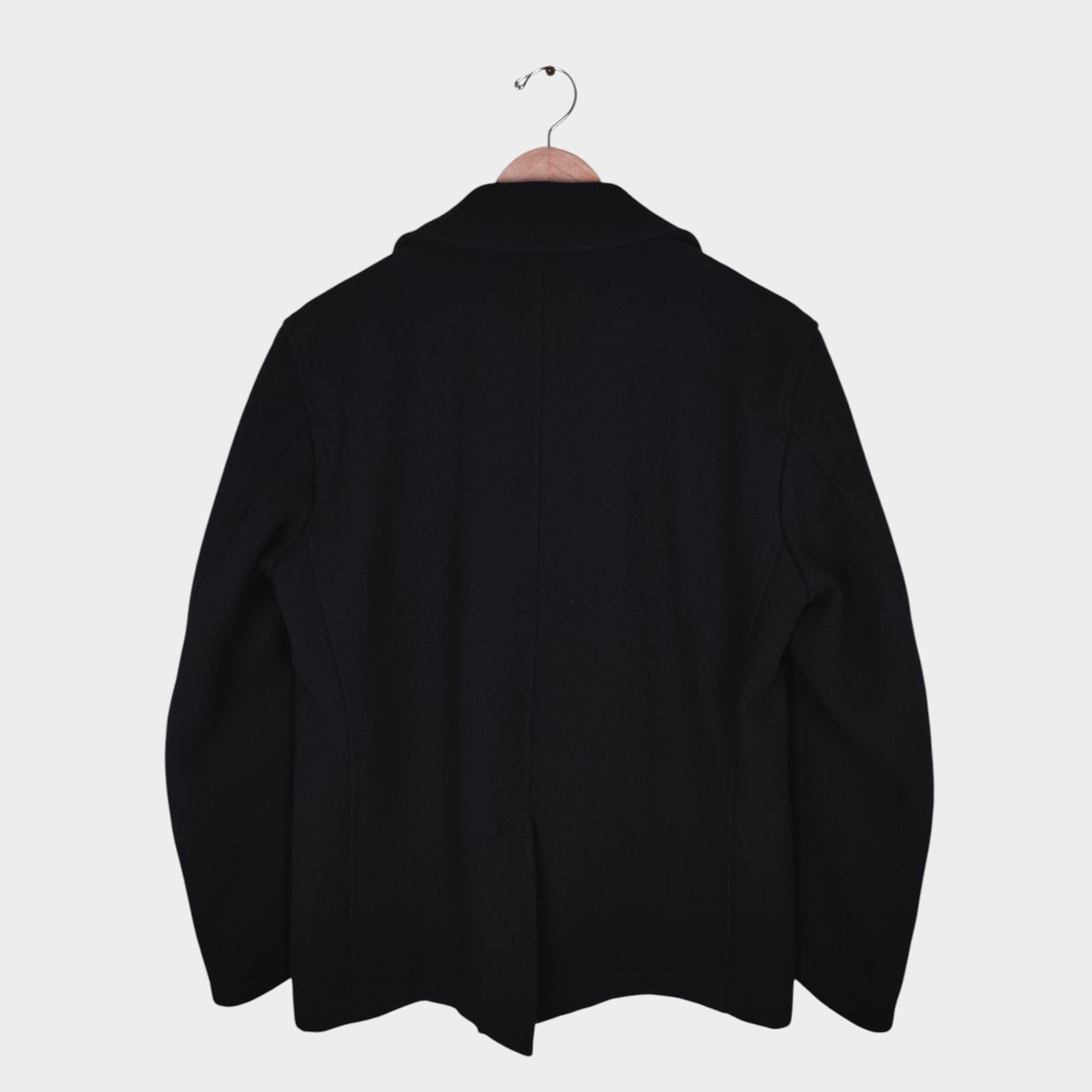 MARGARET HOWELL Men's Black Double Breasted 100% Wool Coat