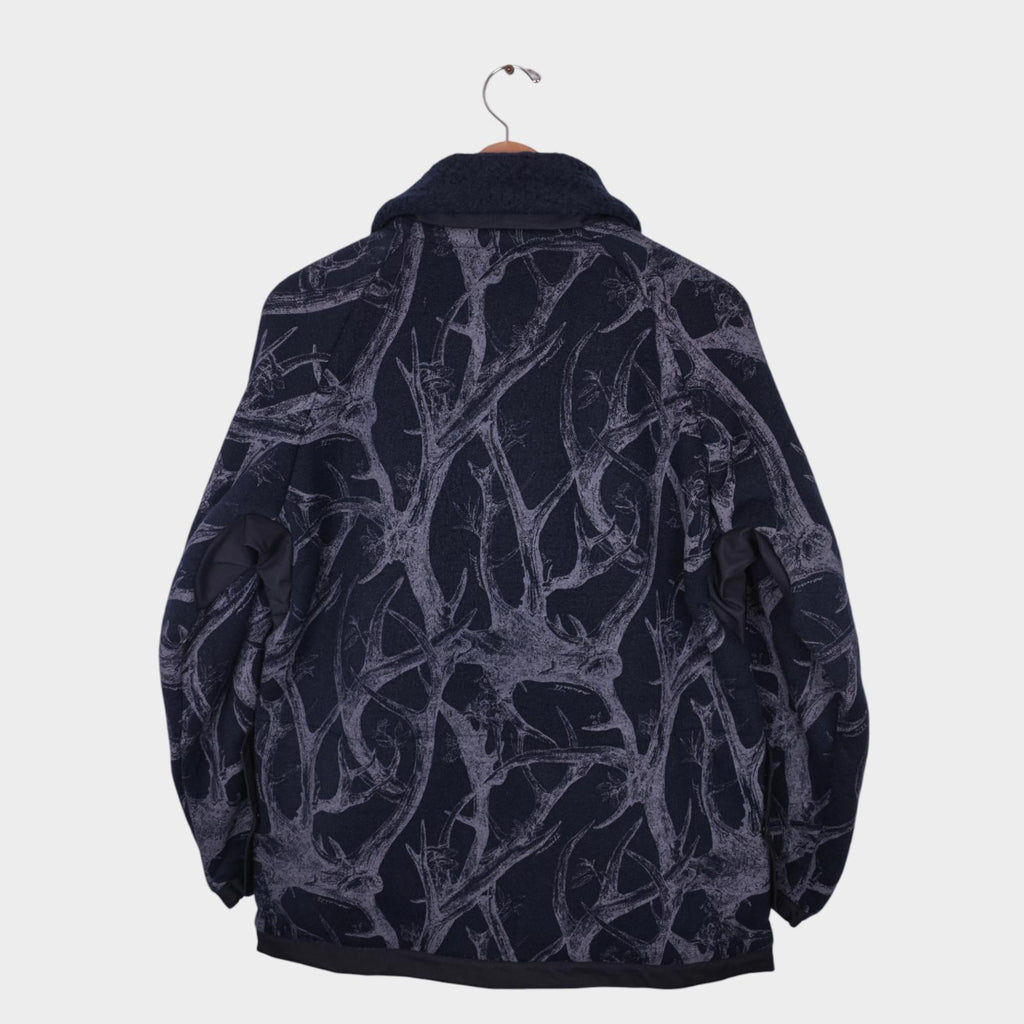 NORBIT BY HIROSHI NOZAWA Men Navy Horn Tree Print Fleece Jacket