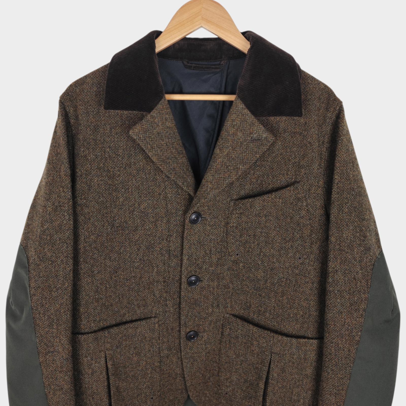 NORBIT BY HIROSHI NOZAWA Men's Khaki Green 100% Wool Tweed Hybrid Fielders Jacket