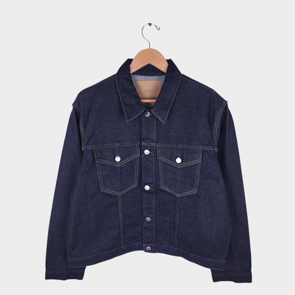 EDWIN Japan Men's Dark Blue Cropped Trucker Jacket