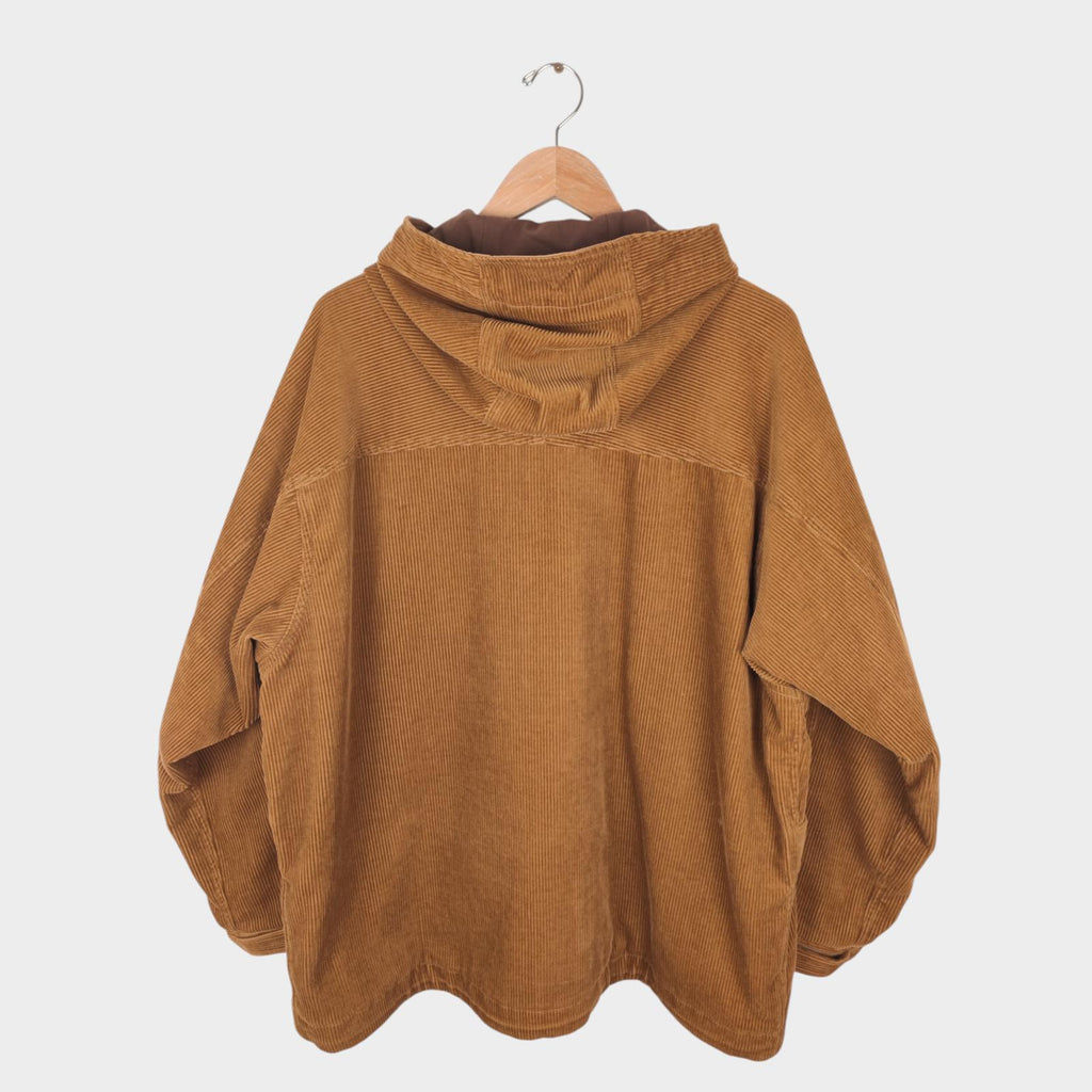 BEAMS Men's Camel Oversized Fit Corduroy Parka Jacket