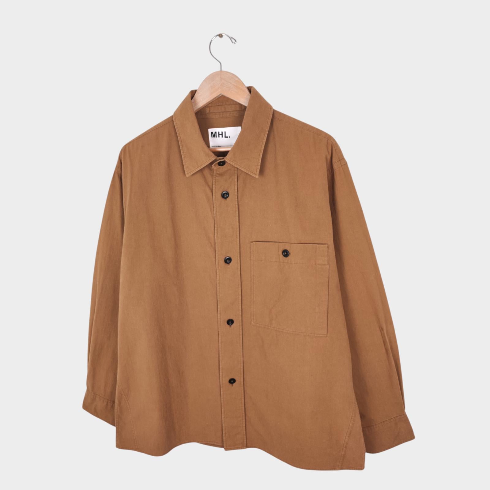 MHL MARGARET HOWELL Men's Tan/Camel Relaxed Fit Cotton Overshirt