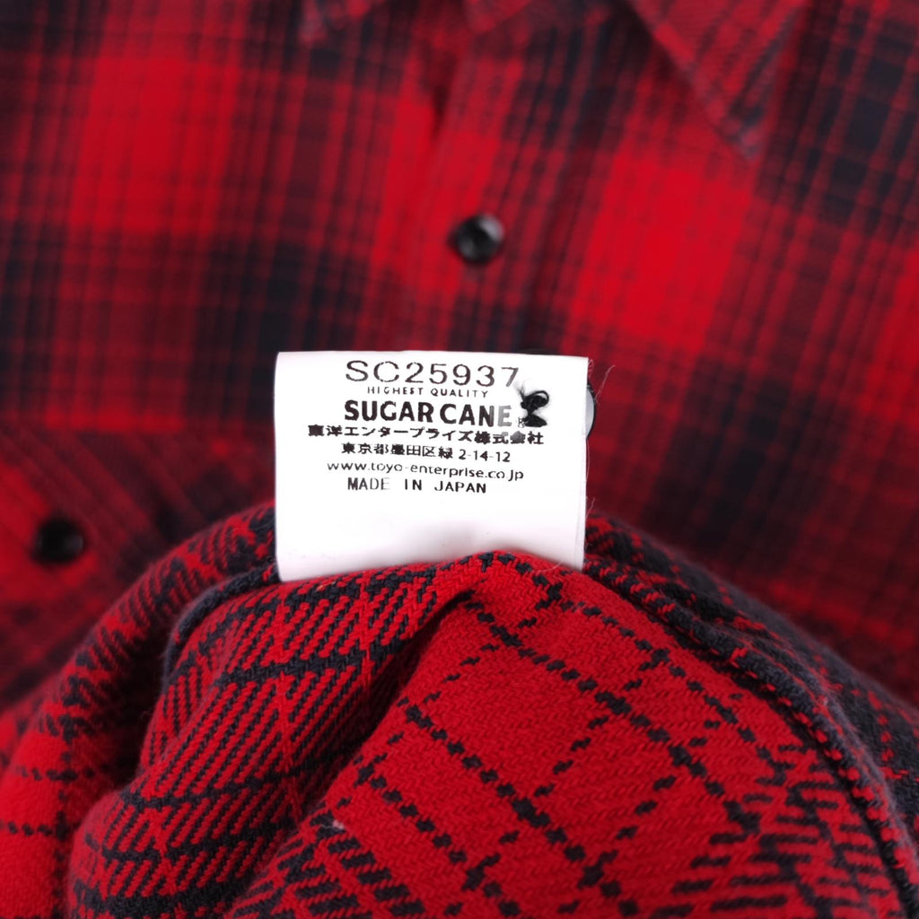 SUGAR CANE Men's Made in Japan Red Checked Soft Twill Work Shirt