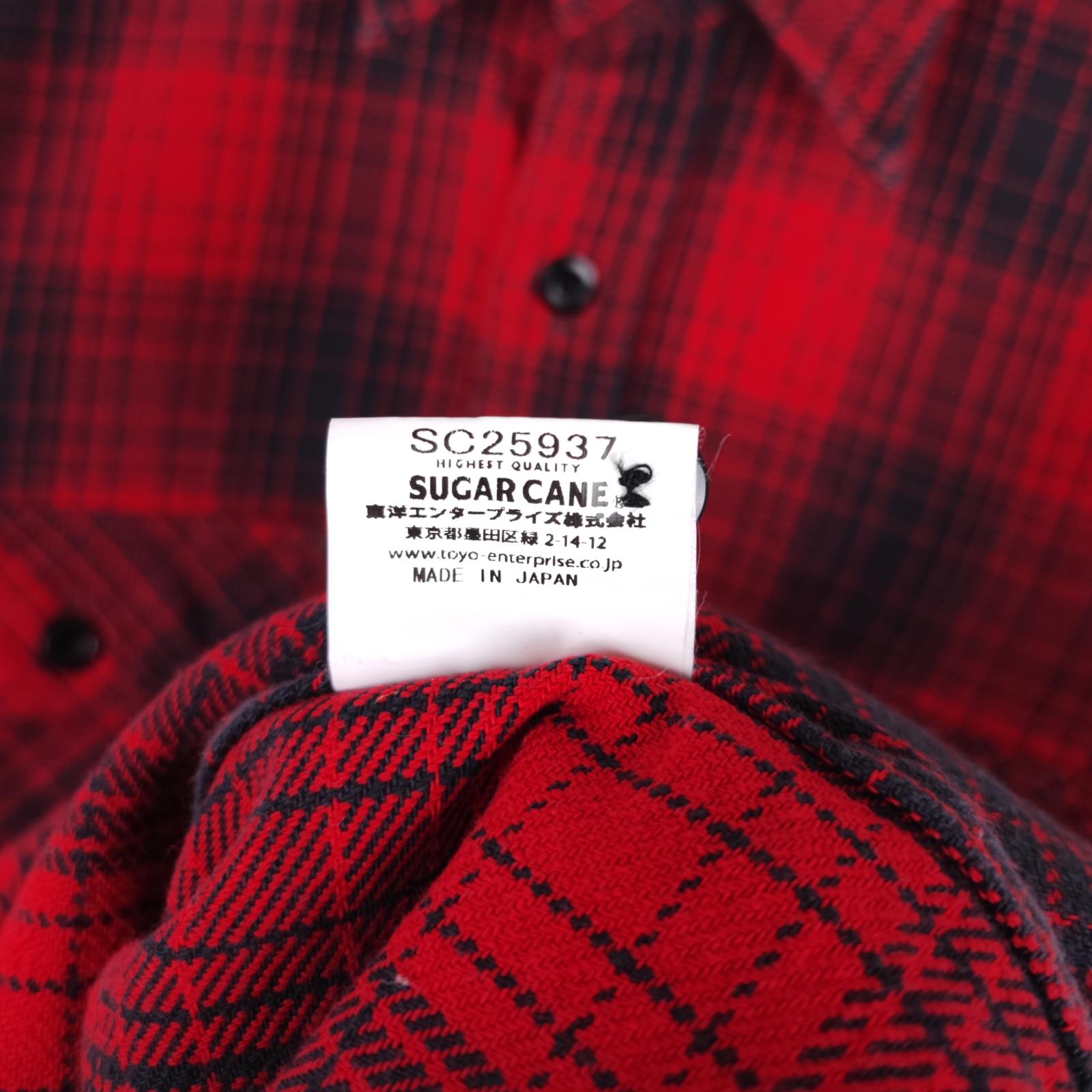SUGAR CANE Men's Made in Japan Red Checked Soft Twill Work Shirt