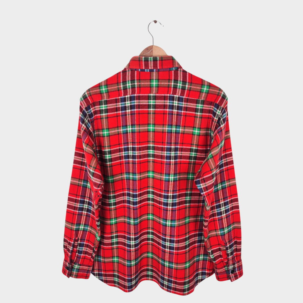 SUGAR CANE Men's Made in Japan Multicoloured Checked Flannel Work Shirt