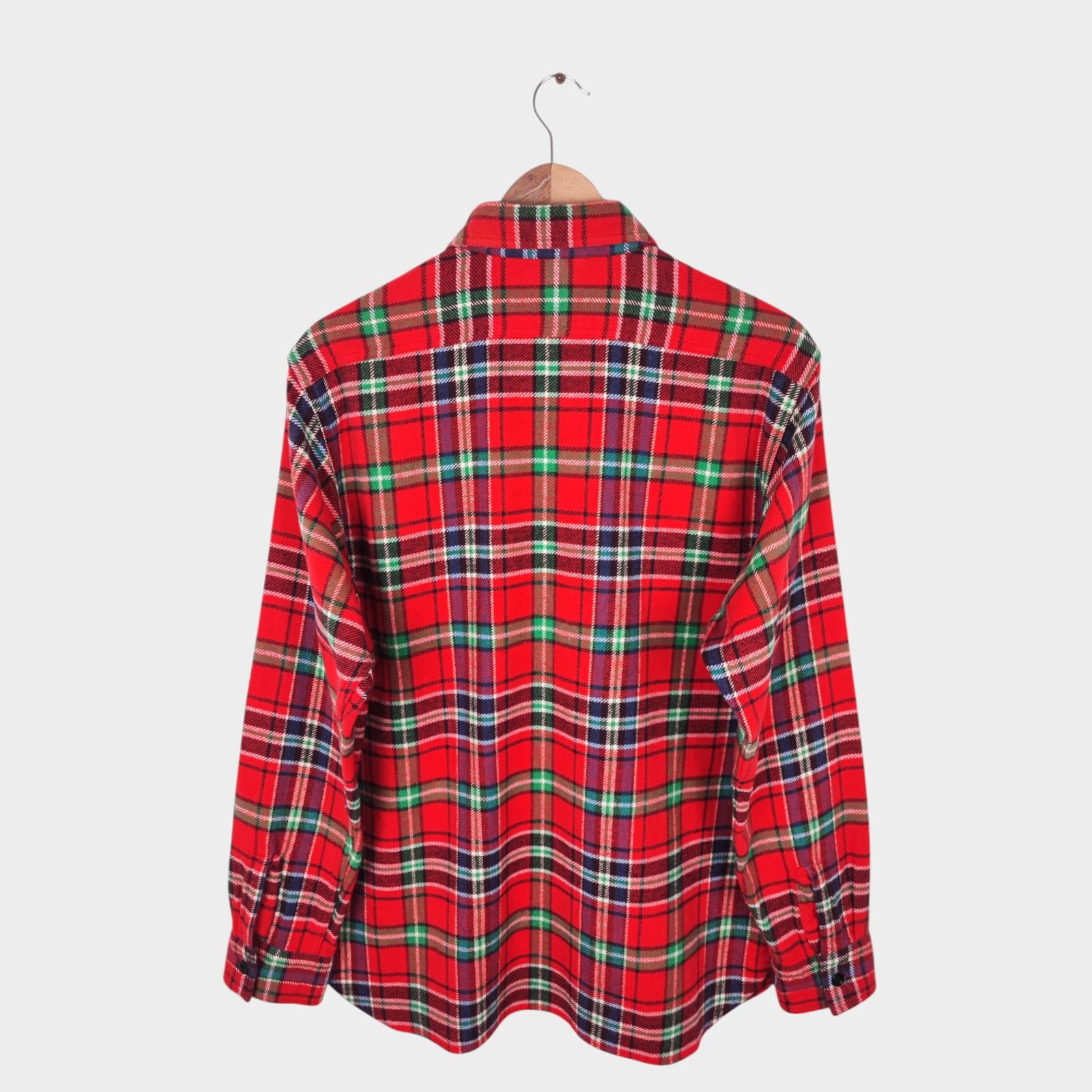 SUGAR CANE Men's Made in Japan Multicoloured Checked Flannel Work Shirt