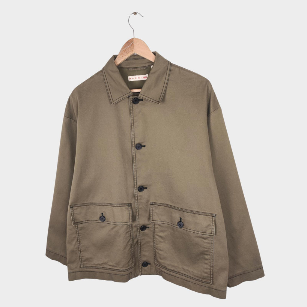 MARNI x UNIQLO Men's Khaki Green Cotton Twill Chore Jacket