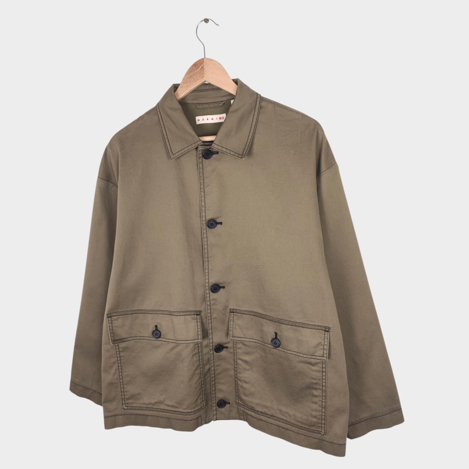 MARNI x UNIQLO Men's Khaki Green Cotton Twill Chore Jacket
