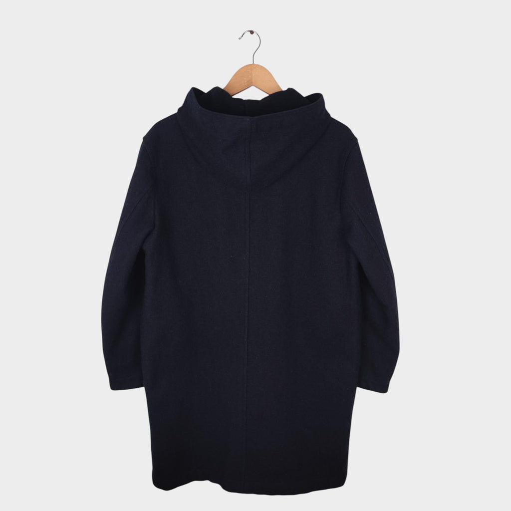 MHL MARGARET HOWELL Men's Dark Navy Blue 100% Wool Hooded Coat