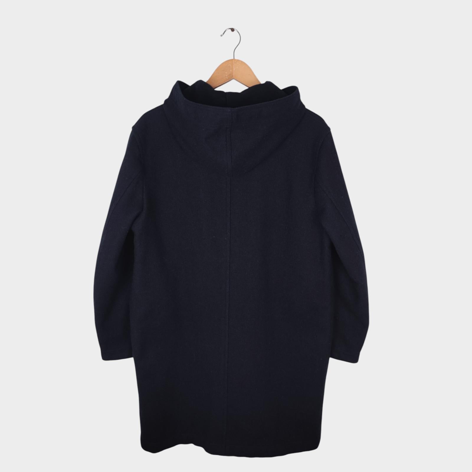 MHL MARGARET HOWELL Men's Dark Navy Blue 100% Wool Hooded Coat